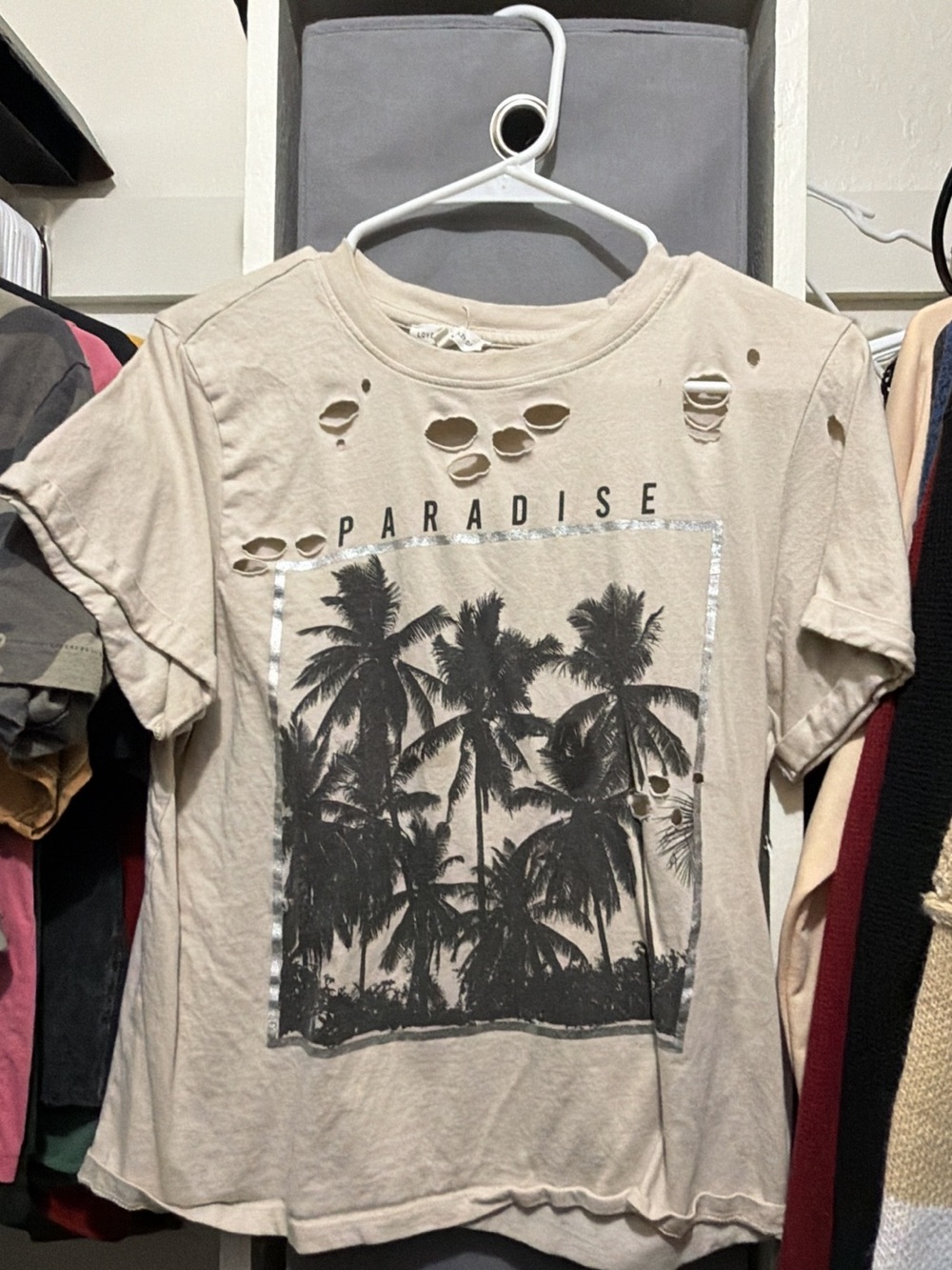 Paradise Palm Graphic Tee - Beige